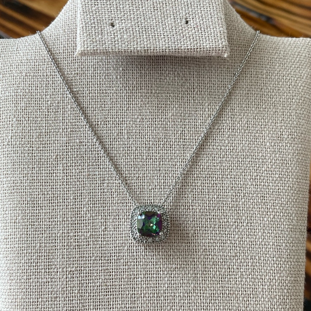 NEW Sterling Silver Fire Topaz Pendant Necklace 925